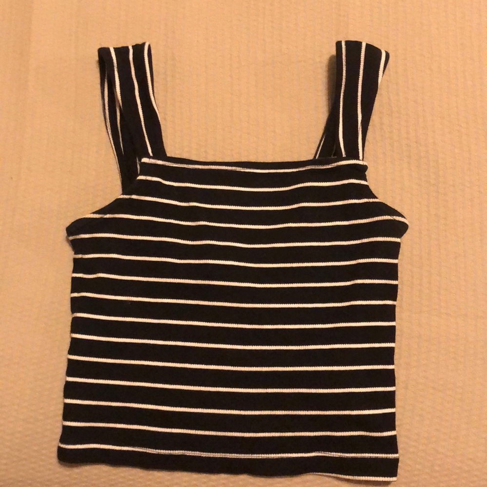 Black and white striped crop top